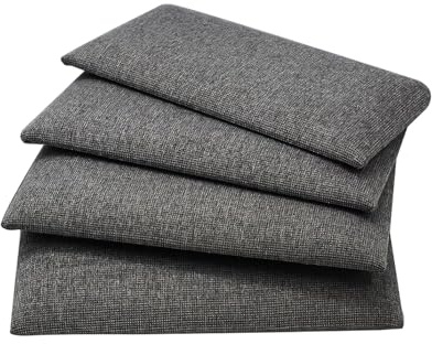 CAIEJSAEN 4 stycken 40 x 20 cm, väggdyna, självhäftande väggkudde med fäste, väggkudde, huvudgavel, stoppningsplatta, självhäftande för sänghuvuddel, barnrum, sovrum, mjuk fyllning (mörkgrå)