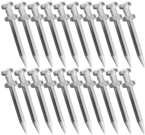 NULYLU Rasenlüfterschuhe Spikes 40 Stück aus Metall für Bodenlockerung | Silberfarbene Erdspitzen, für Garten und Erde Geeignet, Zubehör für Belüftete Schuhe, 42mm Einzelne Stifte