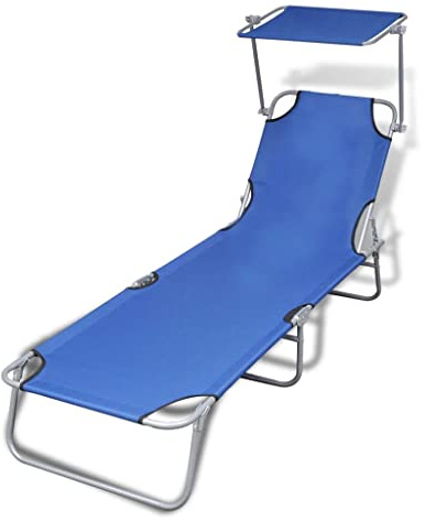 vidaXL Sonnenliege Sonnendach Gartenliege Strandliege Liegestuhl Relaxliege