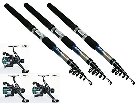 Forellenset Aalset Angelset Forelle 3 x Rute 2,40m 3 x Rolle 3 x Schnur Forelle Aal Brassen