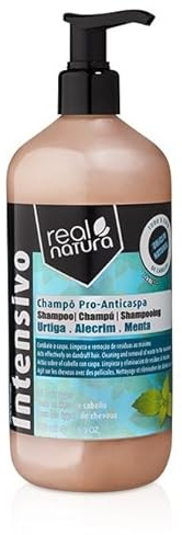 Real Natura - Champú Sin Sal Pro-Anticaspa - Control Eficaz de la Caspa - Limpieza Suave y Profunda - Ideal para Todo Tipo de Cabello - Fragancia Refrescante y Duradera - 500 ml