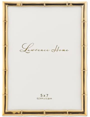 Lawrence Frames 5 W x 7 H Gold Metal Picture Frame with Bamboo Design (712257)