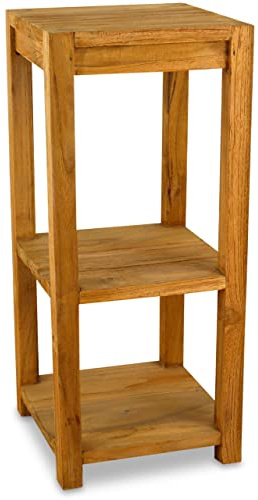 livasia Standregal Teakholz – 30x30x70cm – vielseitiges Bücherregal aus Bali, für Küche, Bad, Wohnzimmer – Nachhaltig recyceltes Holz, hochwertige Qualität, handgefertigt (Braun)