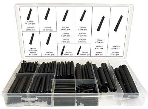 Hohl Federstifte Sicherungsring Hohlsplinte Sortimentskasten Größen ø 2,0 - 10 mm 450-tlg. (im Aufbewahrungsbox / Sortimentsbox)