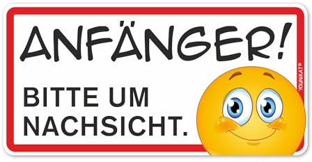 younikat Fahrzeug-Aufkleber Anfänger! Bitte um Nachsicht 20x10 cm - kfz315 | Achtung Fahranfänger, für Auto Motorrad KFZ, witterungsbeständig, UV-beständig
