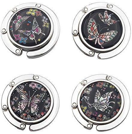 FOME Foldable Purse Hanger - Set of 4 Mixed Color Butterfly Bag Hooks 1.77x3.54in