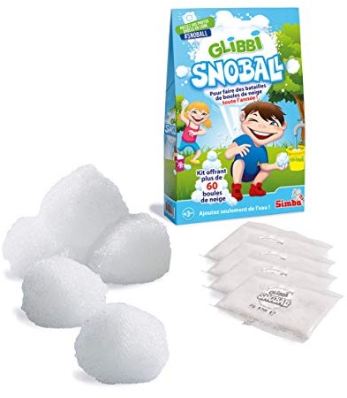 Simba 105953183002 Glibbi Snowball Juego de aire libre Bolas de nieve, 4 bolsas de 20 g
