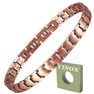 YINOX Fotkedja magnetiskt ankel armband i koppar för män 26 cm/10 mm