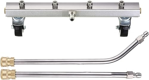 M MINGLE Nettoyeur sous Voiture Haute Pression avec 2 Rallonges, 33cm | Lavage Dessous Voiture avec 4 Buses, Élimine Saleté et Huile du Châssis, pour Camions, SUV, Raccord Rapide 1/4, 280bar
