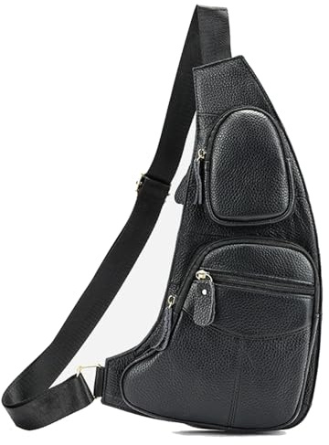 Xieben Sport Nylon Schultertasche für Herren Frauen Crossbody Fanny Schulter Brust Ppack Reise Schule Business Laptop Radfahren Wandern Camping Rucksack Daypack Schwarz