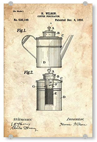 artboxONE Acrylglasbild 60x40 cm Essen & Trinken Kaffeetasse Patent (Antik) - Bild küche coffeeshop Entwurf
