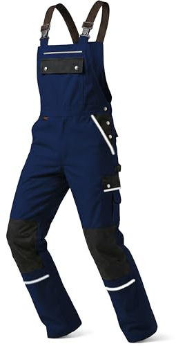 TMG® Arbeitslatzhose für Herren, Sicherheitshose mit integrierter Kniebandage und elastischen Trägern