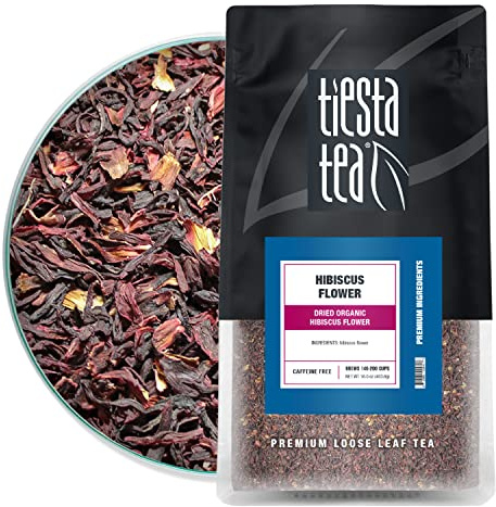 Tiesta Tea - Ibisco essiccato | Fiore di ibisco tagliato e setacciato | Miscela di tè sfuso di alta qualità | Tè senza caffeina | Prepara tè caldo o freddo e prepara fino a 200 tazze - Bustina