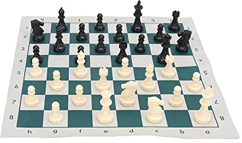 Juego de Ajedrez Estándar Internacional, Piezas Grandes de Plástico 32 Unidades Tablero 34x34 cm para Competición y Ocio Familiar, Deportes Mentales y Escuelas