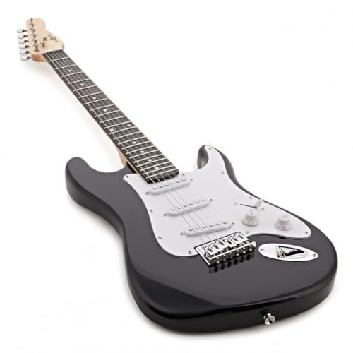 Gear4music Chitarra Elettrica 3/4 Nera per Principianti Bambini 8-12 Anni