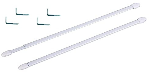 MAELSA® - TRINGLE À RIDEAU RÉGLABLE TRINGLES À RIDEAUX EXTENSIBLE - BARRES DE VITRAGE BLANC, EMBOUTS D'EXTRÉMITÉ EN PLASTIQUE ET CROCHETS À VIS INCLUS (LOT DE 2 TRINGLES)