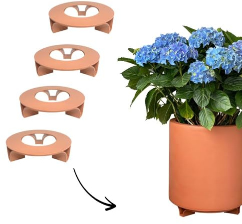terraced® - 4er Set - Blumentopf Untersetzer - Farbe: Terrakotta - Rund - 16cm Durchmesser – Untersetzer Blumentopf – Recycling Material - Made in Germany