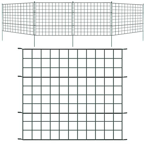 Izrielar Recinzione da giardino, set da 22 pezzi, recinzione per stagno, recinzione, recinzione in metallo, 10 elementi di recinzione, 12 barre di fissaggio (dritto)