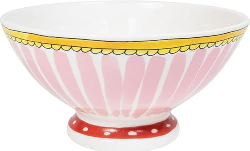 Blond Amsterdam Fuente vintage de cerámica con rayas rosas – 21 cm – diseño primaveral – ideal para ensaladas y decoración de mesa