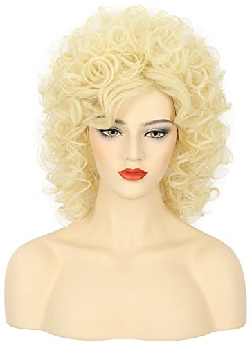Karlery Femme Perruque Longue Blonde Bouclée de Dolly Parton Perruque | de Chanteur Vintage pour Halloween Costume Party