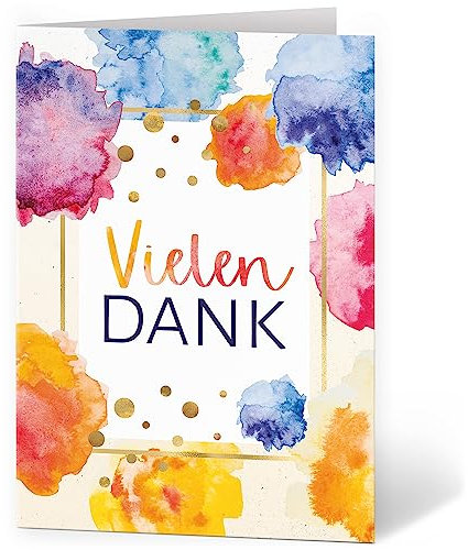 Einladungskarten Manufaktur Hamburg XXL Dankeskarte A4 große Karte mit Umschlag Bedanken Danke sagen Grußkarte Motiv Farbtupfer Bunt Aquarell