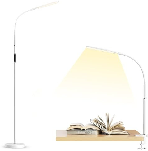 anyts Stehlampe Dimmbar LED Stehlampe Wohnzimmer Stehleuchte mit 3 Verwendungen als schreibtischlampe/stehlampe/klemmbar architektenlampe