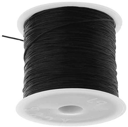 Tiuimk Goma Elástica Cordón Plano de 0,5 mm para Hacer Joyas, Manualidades y Abalorios, Color Negro