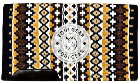EQUIGEAR Western Ranch Horse Satteldecke aus neuseeländischer Wolle, Western-Design, handgefertigte Satteldecke, Wollpolster, Sensor Flex (Anpassung möglich), WQ90 (34x36)