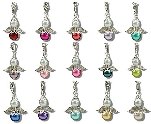 Chiaras's Engelshop Schutzengel Anhänger 4cm Charms Perlen Engel Perlenengel Geschenk Hochzeit Taufe Weihnachten Glücksbringer (30)