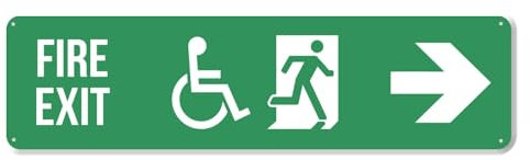 PVC0307 Hinweisschild mit Pfeil für den Notausgang Accessible Fire Exit, 40,6 x 10,2 cm, Premium-PVC-Schild für Arbeitsplatz, Lager, Baustelle, OSHA-Verordnung, wetterfest, lichtbeständig,