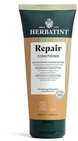Herbatint Repair Conditioner, Baume Réparateur Bio - 200 ml | Nourrit et Répare les Cheveux Stressés, Secs et Abîmés | 99% Ingrédients Naturels, avec Extraits de Moringa, Olivier, Jojoba et Aloe Vera