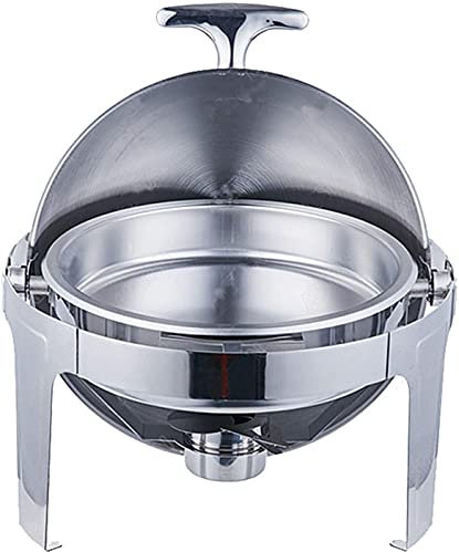 6,8-l-Rolltop-Chafing-Dish-Chafer-Wärmer-Set aus Edelstahl mit sichtbarem Fenster, Lebensmittelbehälter, Wasserbehälter und Brennstoffhalter für Buffet-Hochzeitsfeiern