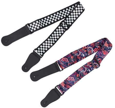 ifundom 2stücke Gitarrengurt Aus Hochwertigem Mit Kreativem Druck Breitem Schulterpolster Komfortabel Und Atmungsaktiv Gitarre Und Bass Vielseitig Einsetzbar