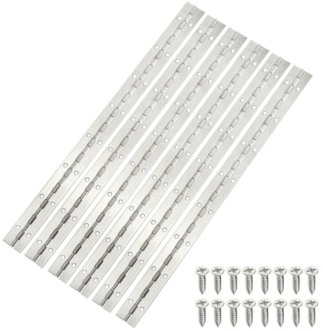 QUARKZMAN 16 Zoll durchgehende & Klavierbänder, 6 Stück Edelstahl durchgehende Bänder mit Löchern, für Bootsschränke, Türen, Kisten und Möbel, Silber