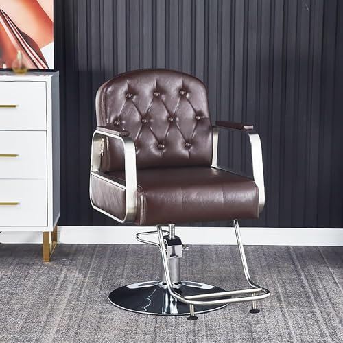 Friseurstuhl, verstellbarer Friseurstuhl mit Fußstütze, 360 Grad drehbarer hydraulischer Stuhl für Friseurladen Kosmetikstudio