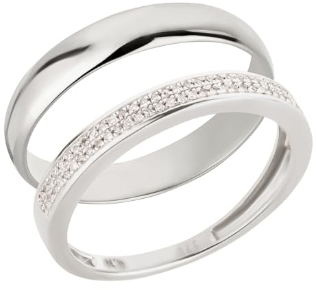 Ardeo Aurum Trauringe Paar aus 375 Gold Weißgold mit 0,10 ct Diamanten