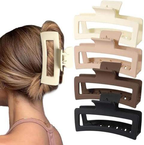4 PCS Extra Large Claw Clips for Women Thick Hair, Big Square Hair Clips