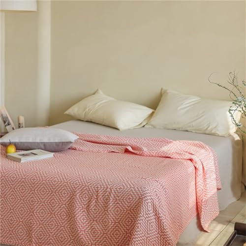 Hayisugal Baumwolle Decke Kuscheldecke, Weiche und Atmungsaktive Tagesdecke,Wohndecke Sofadecke Leichte Bequeme Baumwoll Musselin Decke für Ganze Saison, C Orange, 150x200cm