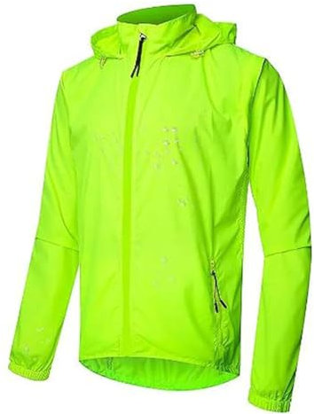 CLMETHE Vestes de cyclisme pour hommes 2 en 1 avec fermeture éclair complète, légères, détachables, réfléchissantes, coupe-vent, protection solaire, veste de vélo, maillots, gilet,Green-4XL