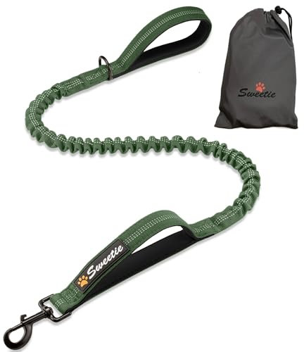 Sweetie Laisse élastique pour chien - Absorption des chocs qui adoucit les tractions et les arrêts - Boucle rembourrée en néoprène et poignées de circulation pour plus de confort - Réfléchissante pour