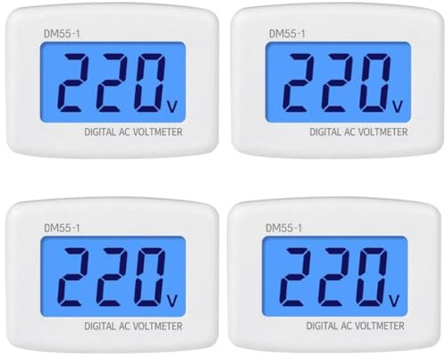 4 Pcs AC 80-300V LCD Digital Voltmeter Plug in Volt Meter Flat US Plug Voltage Test Monitor AC 110V 220V Voltage Meter for Household Plug into Outlet to Measure Voltage