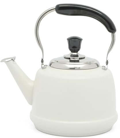 Martha Stewart 141560.01 Kingstree Whistling Tekanna, Rostfritt stål, Linne Vit