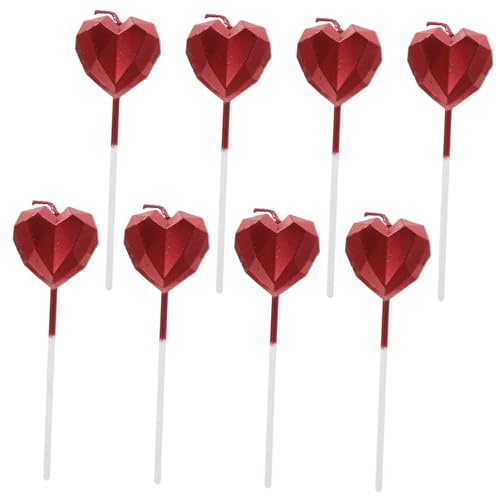 ABOOFAN 8 Pezzi Di Accessori Per Matrimonio, Torta Di Compleanno, A Cuore, Ornamento Sostituibile Per Torta Di Compleanno, Candele Nuziali, Sostitutiva Per Torta, Candele