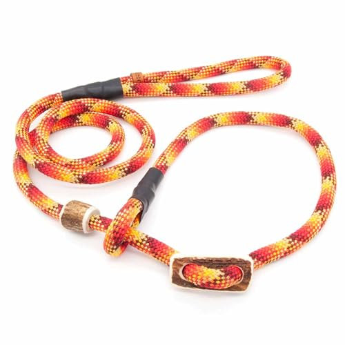 Retrieverleine 10 mm | Dragon | Moxon-Leine mit hochwertigem Horn-Zugstopp | robuste, wetterfeste Hundeleine aus Tau mit integrierter Halsung - 210 cm