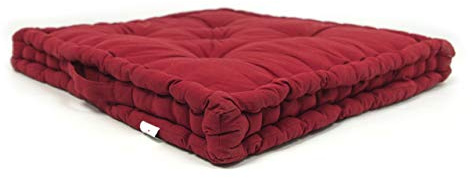 SOFFICIOSO Cuscino Pavimento Mattonella 60x60 in Cotone Anche per Divani Pallet Legno 60x60 Bordeaux