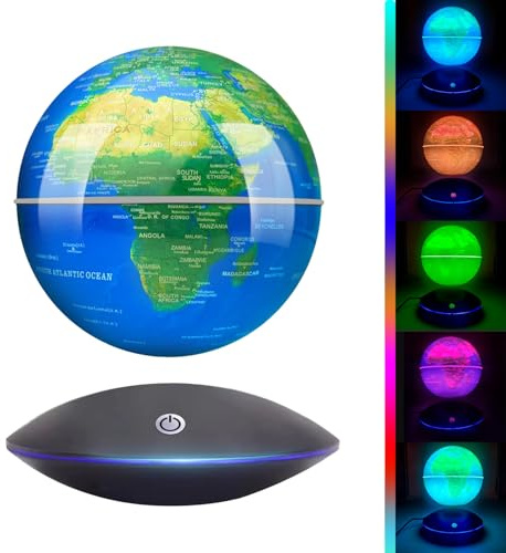 Poojaed Magnetic Levitating Floating Globe with LED Light, 16 Colors Cool Tech Gadgets Gifts World Globe Lamp for Men Father Boys Girls, Birthday Gifts for Home Office Desk Decor Display