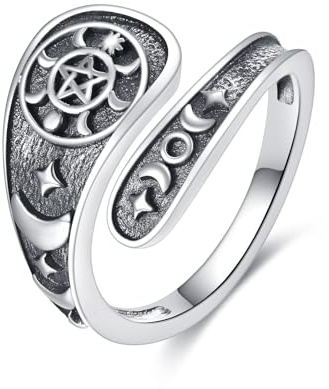 Moon Phase Spoon Ring Sterling Silver Moon Star Thumb Ring Jewellery Gifts for Women