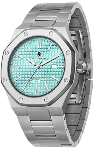 SAPPHERO Herren Uhren Edelstahl-Quarzuhr für Herren Wasserdicht Datumsanzeige Modische Business-Armbanduhr Geschenk für Herren