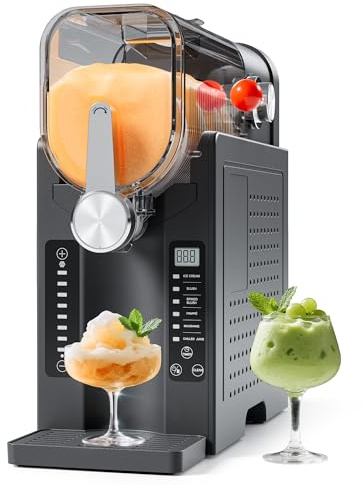 CHIVALZ Slush Machine, Frozen Drink Machine, No Ice Needed, 12H Pre-Scheduling, LED Display, Self-Cleaning, Makes Slushies, Milkshakes, Frappés & Cocktail, AD03, Black, 6 Preset Programs +1 Pack