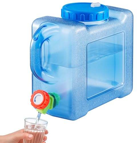 BREEZENEST Water Container with Tap, Portable BPA-Free Water Storage Tank Carrier with Tap, for Camping, Outdoor, RV Van & Home Emergency Use